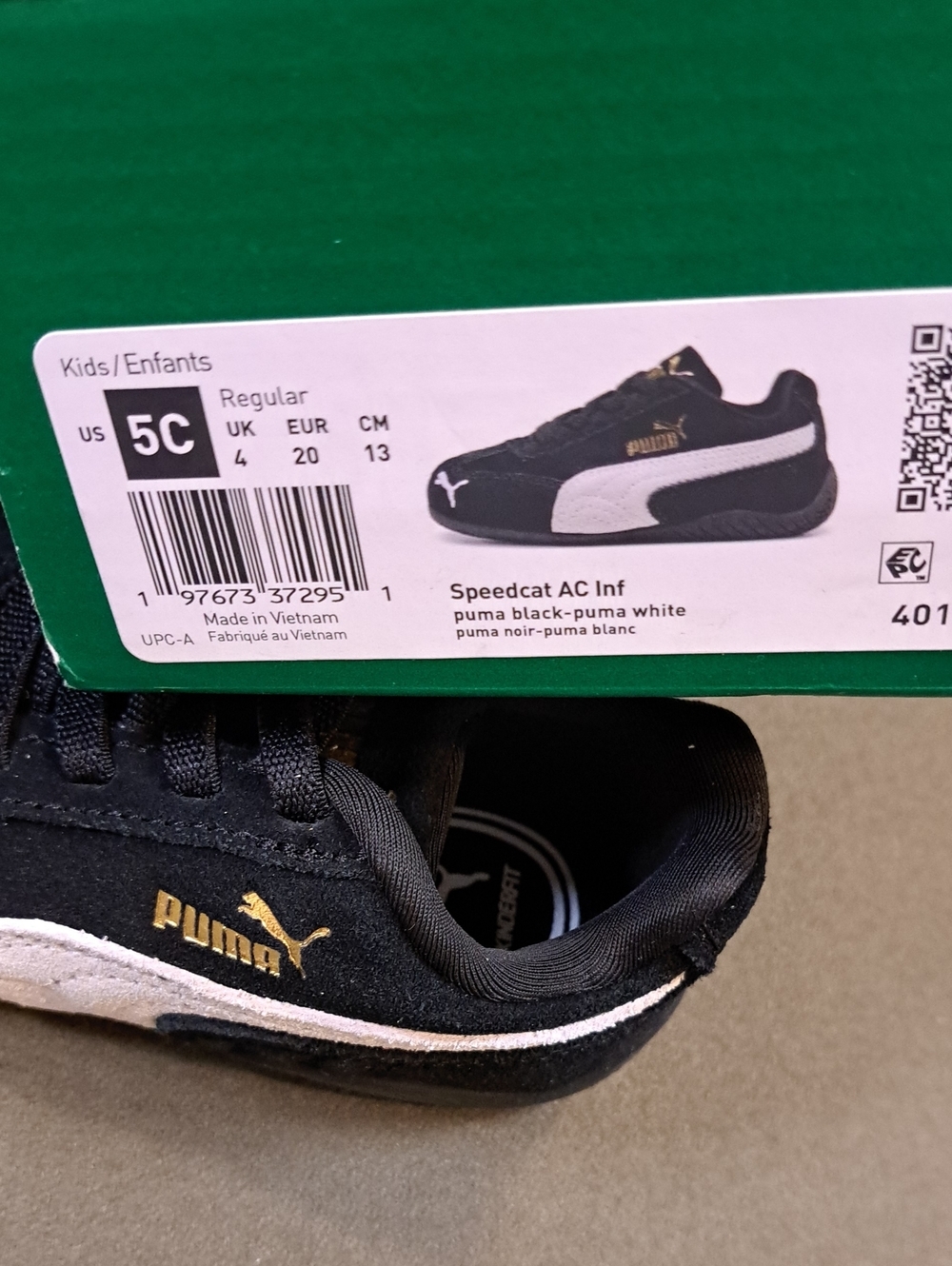 PUMA Speedcat AC Toddler Sneaker - Color: Black / White - Size: Toddler 5C - Picture 10 of 10